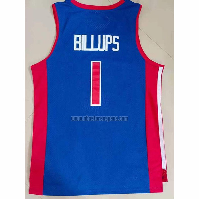 Camiseta Detroit Pistons Chauncey Billups NO 1 Mitchell & Ness 2003-04 Azul